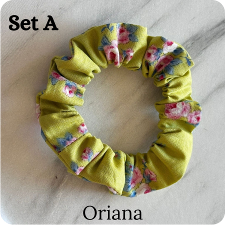 Set of 6 Handmade Cotton Small Scrunchies: Colorful Hair Accessories