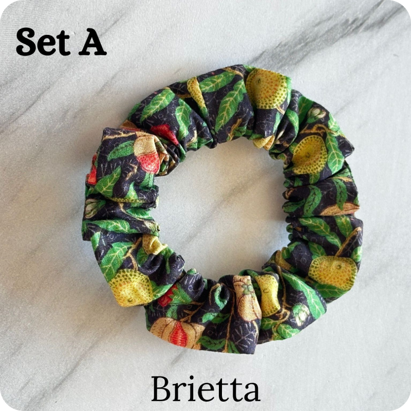 Set of 6 Handmade Cotton Small Scrunchies: Colorful Hair Accessories