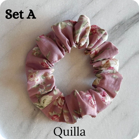 Set of 6 Handmade Cotton Small Scrunchies: Colorful Hair Accessories