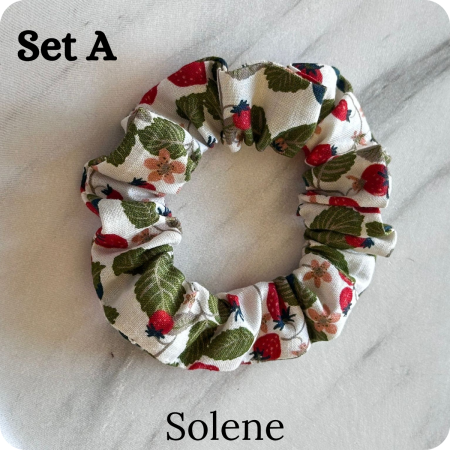 Set of 6 Handmade Cotton Small Scrunchies: Colorful Hair Accessories