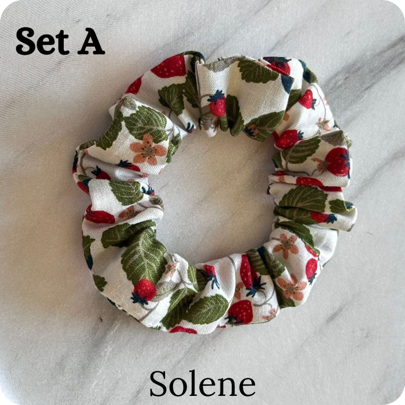 Set of 6 Handmade Cotton Small Scrunchies: Colorful Hair Accessories