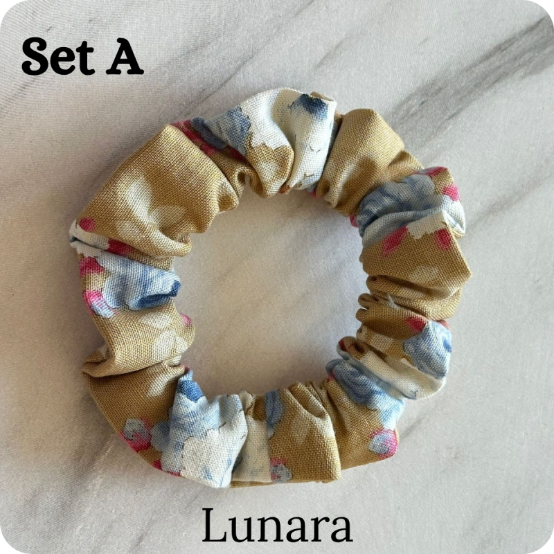 Set of 6 Handmade Cotton Small Scrunchies: Colorful Hair Accessories