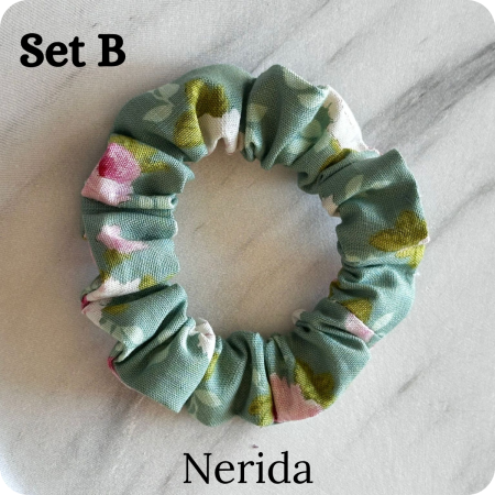 Set of 6 Handmade Cotton Small Scrunchies: Colorful Hair Accessories