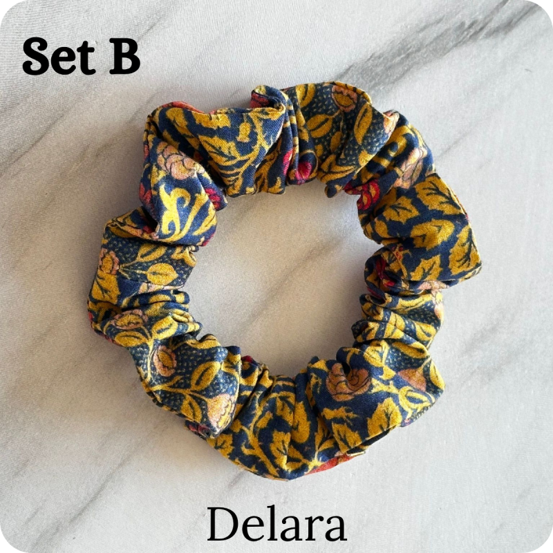 Set of 6 Handmade Cotton Small Scrunchies: Colorful Hair Accessories