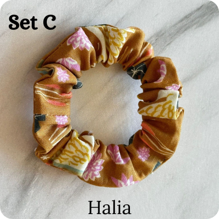 Set of 6 Handmade Cotton Small Scrunchies: Colorful Hair Accessories