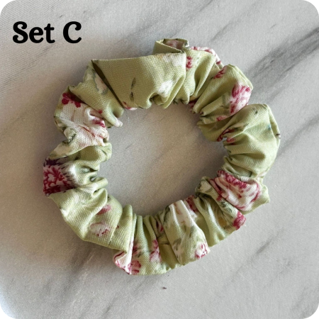 Set of 6 Handmade Cotton Small Scrunchies: Colorful Hair Accessories