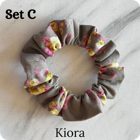Set of 6 Handmade Cotton Small Scrunchies: Colorful Hair Accessories