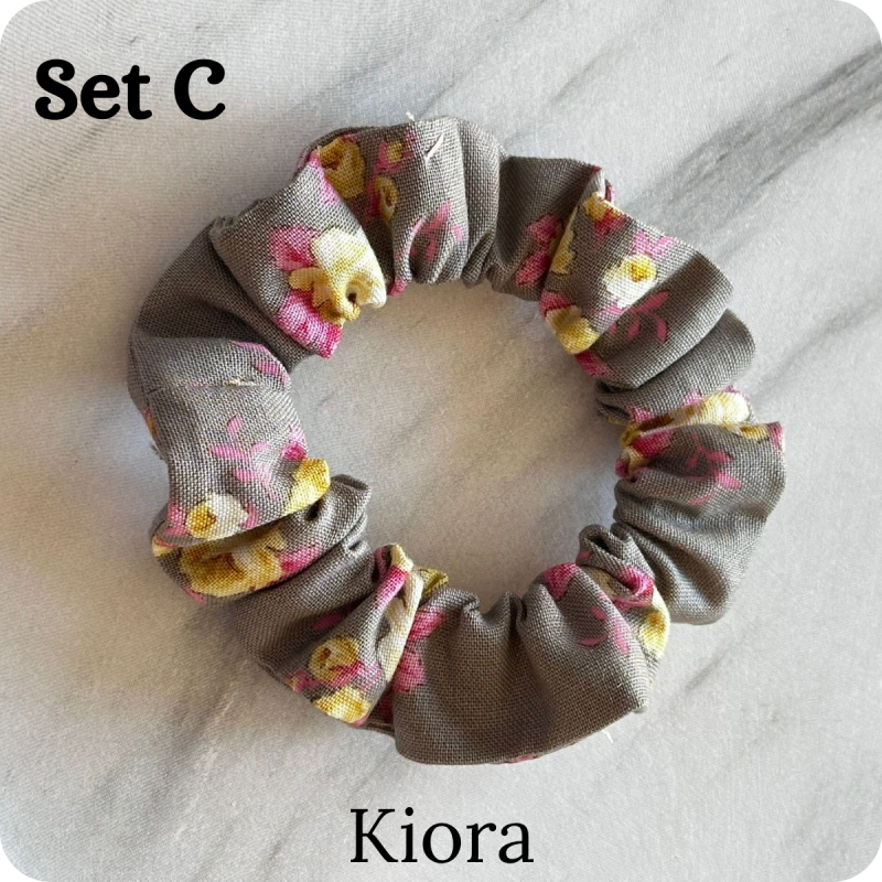 Set of 6 Handmade Cotton Small Scrunchies: Colorful Hair Accessories