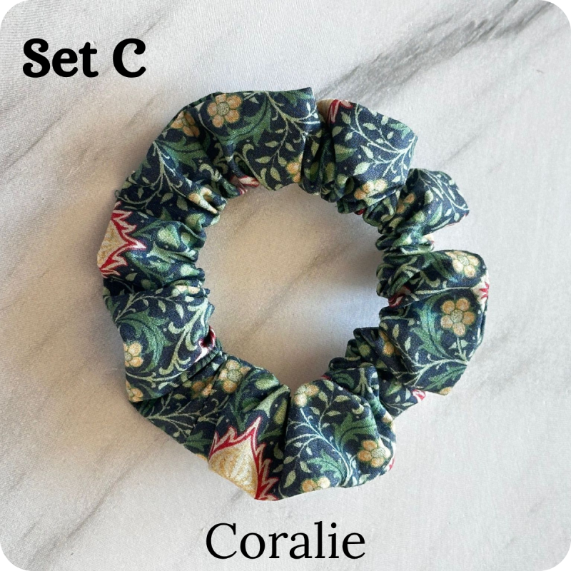 Set of 6 Handmade Cotton Small Scrunchies: Colorful Hair Accessories