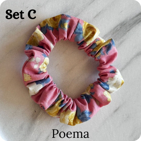 Set of 6 Handmade Cotton Small Scrunchies: Colorful Hair Accessories