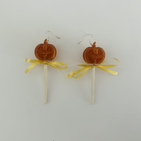 Handmade Halloween Pumpkin Lollipop Earrings