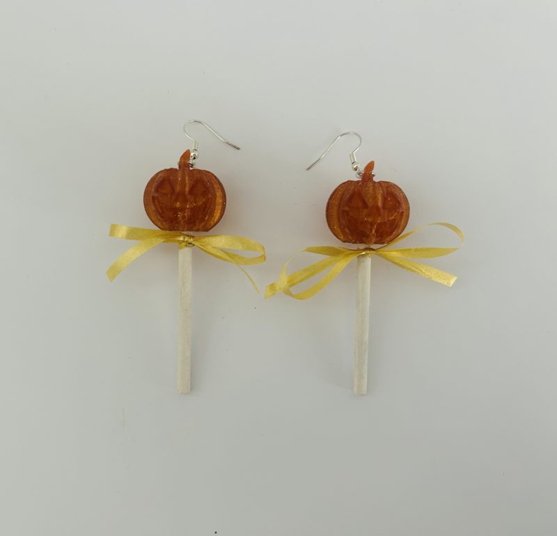Handmade Halloween Pumpkin Lollipop Earrings