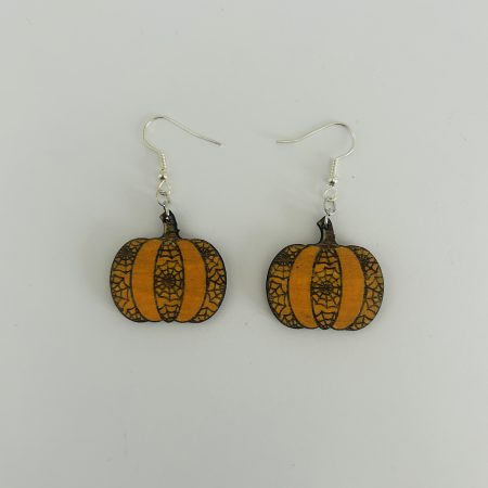 Handmade Halloween Engraved Pumpkin Earrings
