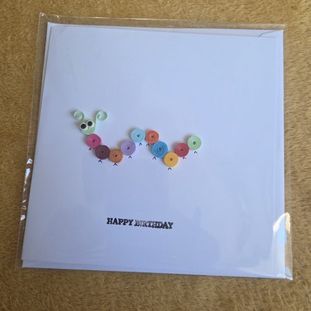 Beauitful but simple quiller caterpillar birthday card