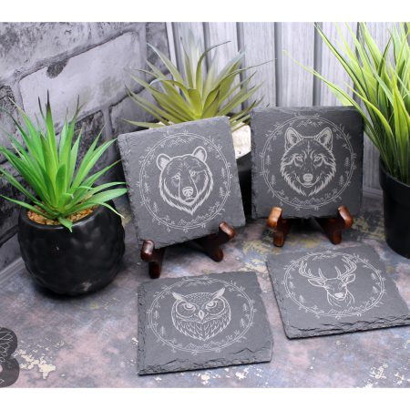 Set of 4 Slate Coasters with a Wilderness Design