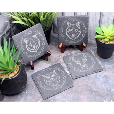 Set of 4 Slate Coasters with a Wilderness Design