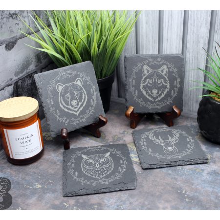 Set of 4 Slate Coasters with a Wilderness Design