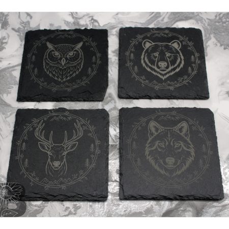 Set of 4 Slate Coasters with a Wilderness Design