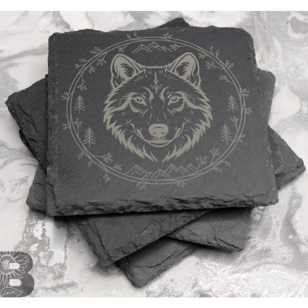 Set of 4 Slate Coasters with a Wilderness Design