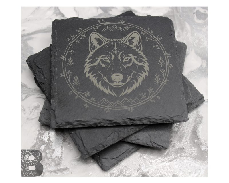 Set of 4 Slate Coasters with a Wilderness Design