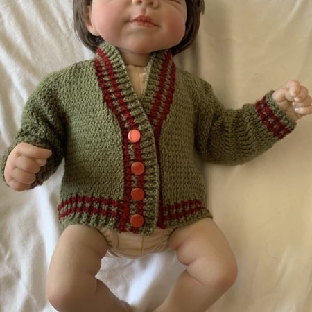 Prem Reborn doll red cardigan and hat