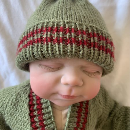 Prem Reborn doll red cardigan and hat