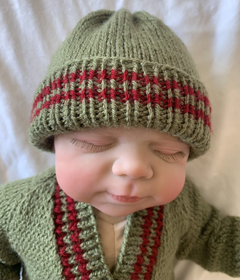 Prem Reborn doll red cardigan and hat