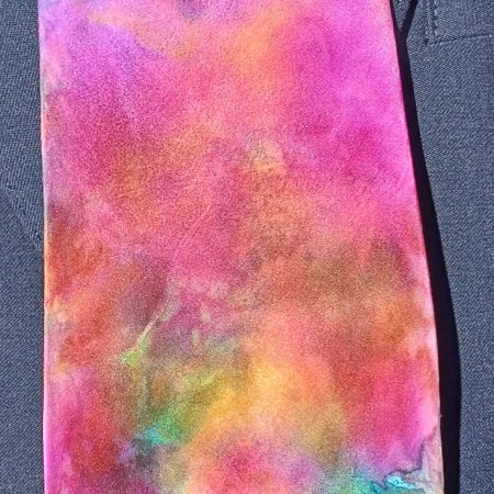 Hand Dyed Pure Silk Tie in Pink, Purple and Turquoise