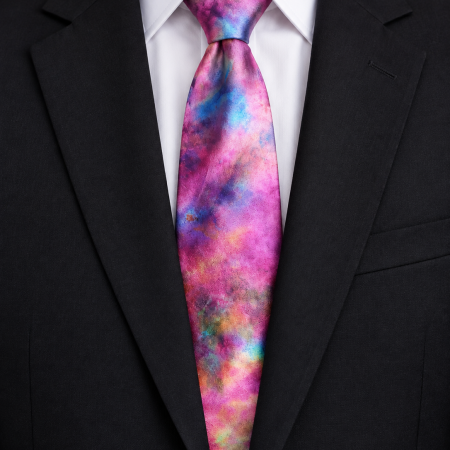 Hand Dyed Pure Silk Tie in Pink, Purple and Turquoise