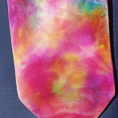Hand Dyed Pure Silk Tie in Pink, Purple and Turquoise