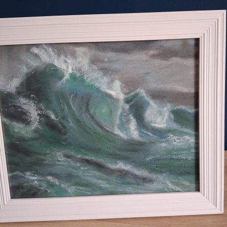 Framed Stormy Seascape Original Painting