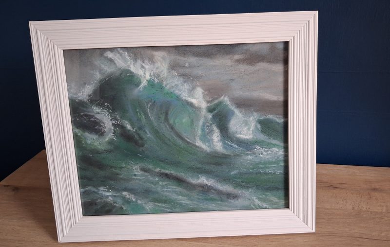 Framed Stormy Seascape Original Painting