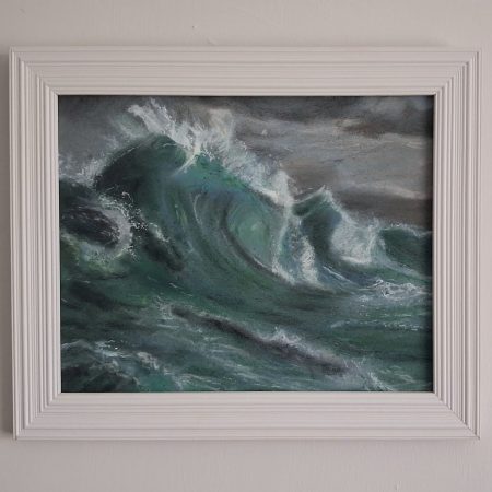 Framed Stormy Seascape Original Painting