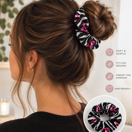 Patterned hair scrunchies