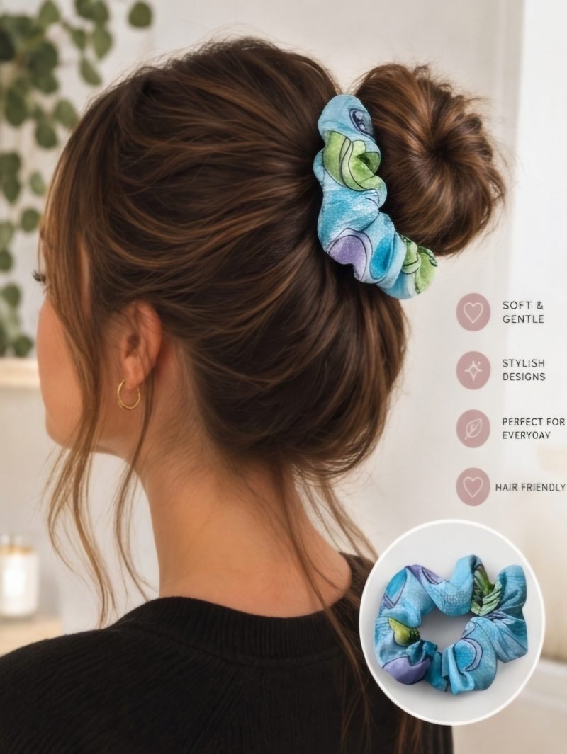 Patterned hair scrunchies