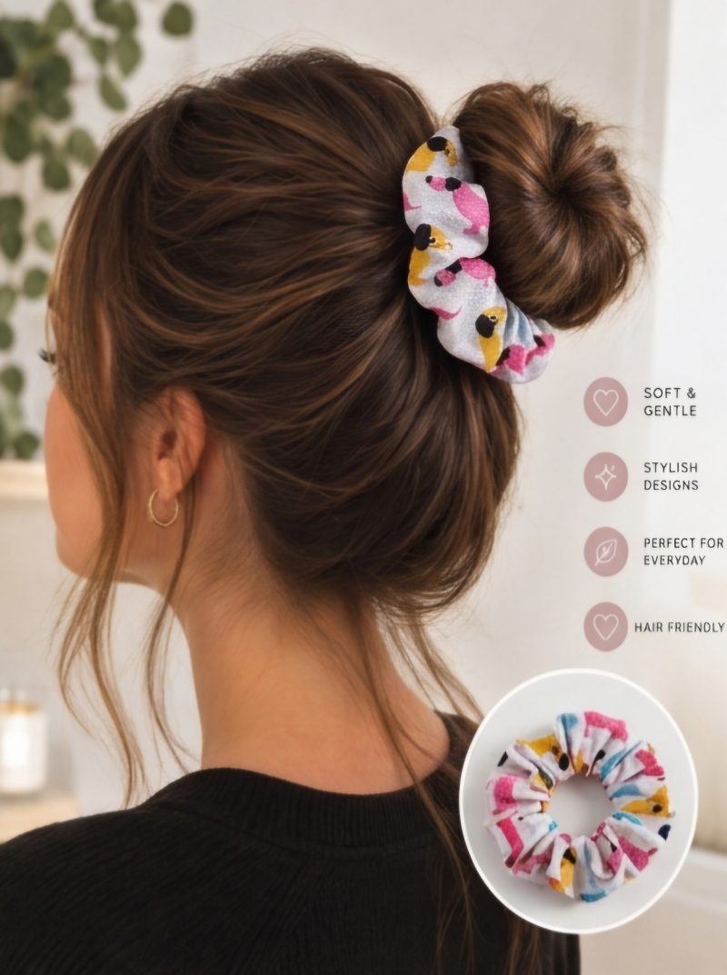 Patterned hair scrunchies