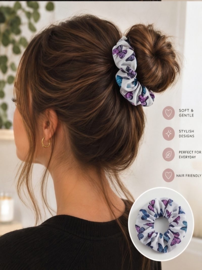 Patterned hair scrunchies