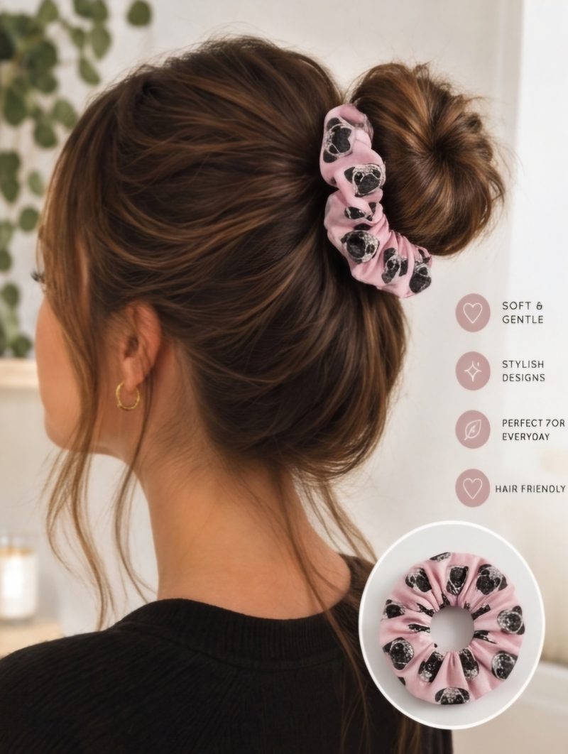 Patterned hair scrunchies