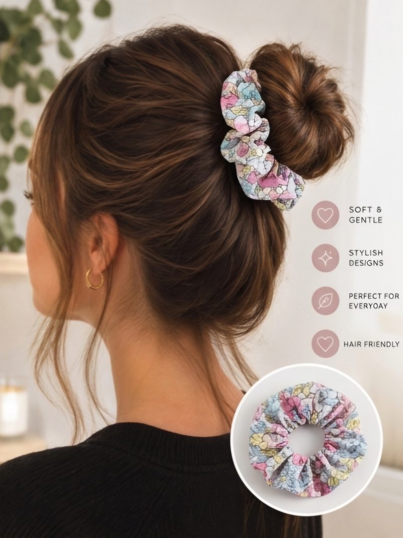 Patterned hair scrunchies