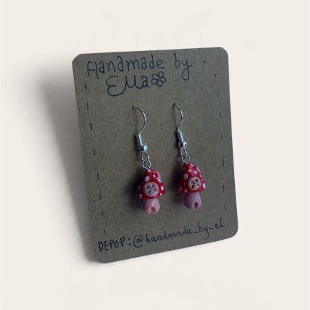 Hand-sculpted and painted mushroom fairy house earrings