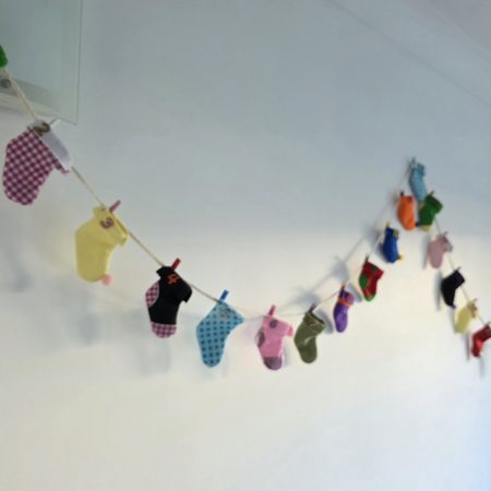 24-Stocking Advent Calendar Garland with Wooden Numbers and Hemp Twine