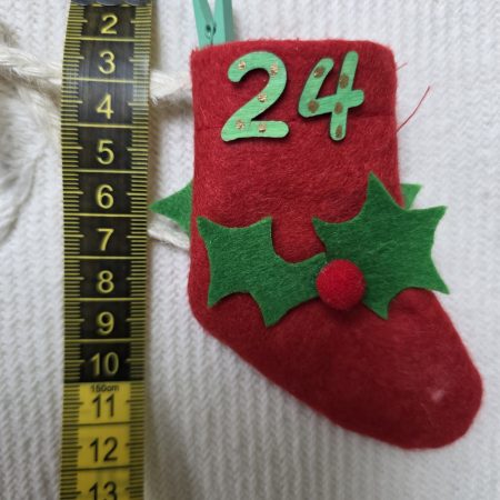 24-Stocking Advent Calendar Garland with Wooden Numbers and Hemp Twine