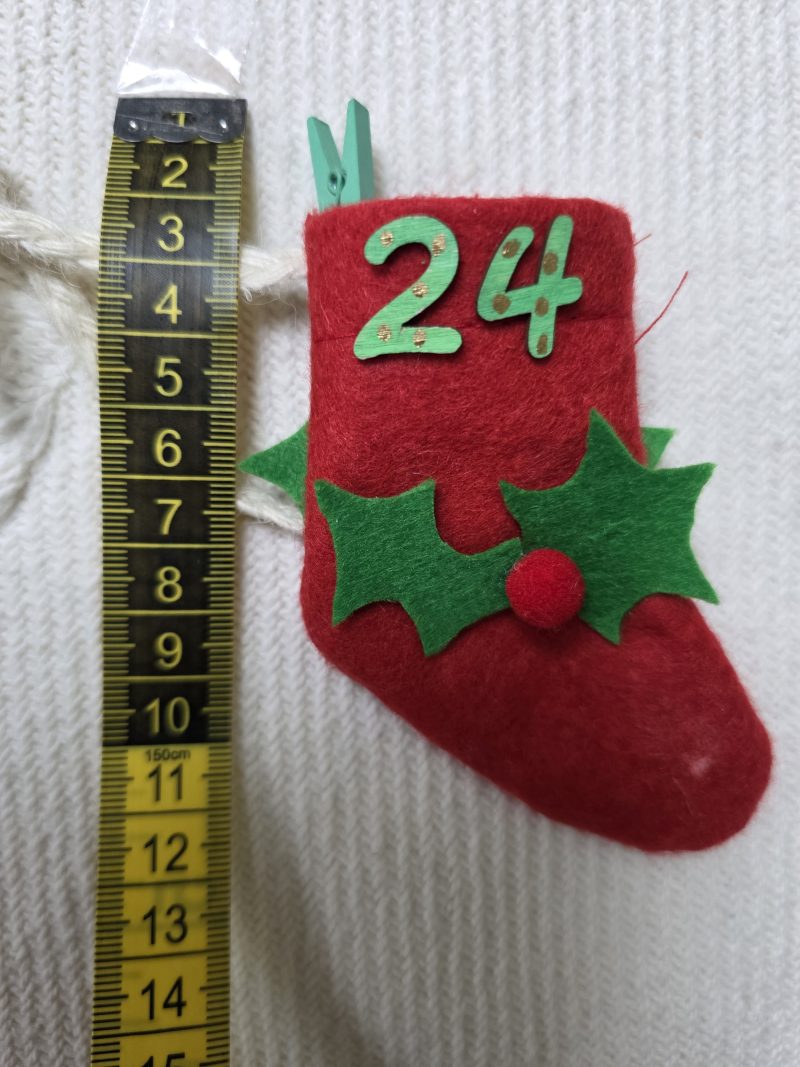 24-Stocking Advent Calendar Garland with Wooden Numbers and Hemp Twine