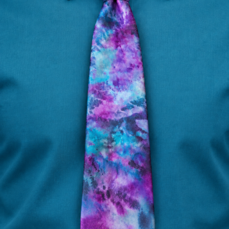 Pure Silk Unisex Hand Dyed Tie in Purple, Turquoise, Black and Blue. Perfect For Any Formal Outfit