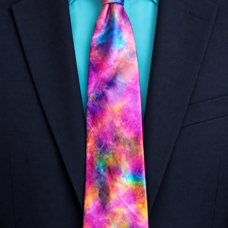 Hand Dyed Pure Silk Tie in Pink, Purple and Turquoise