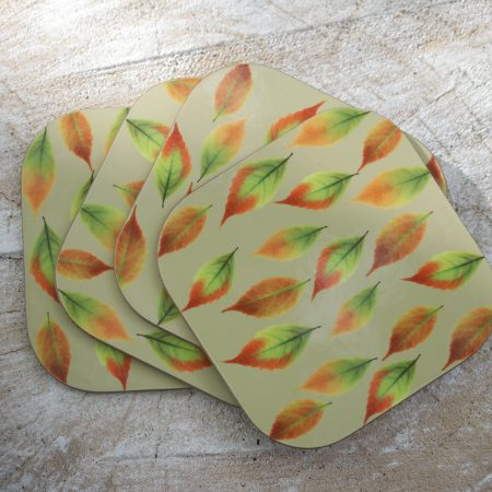 Set of four falling leaves coasters