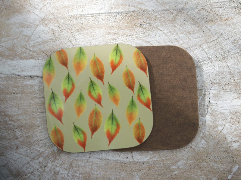 Set of four falling leaves coasters