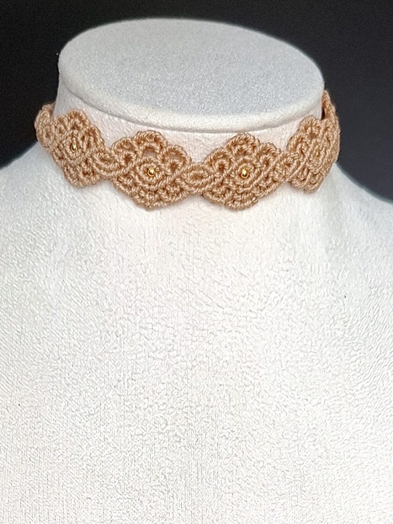 Palest Gold Macrame Choker Necklace