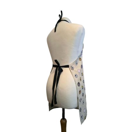 Paw print beige cotton kitchen apron