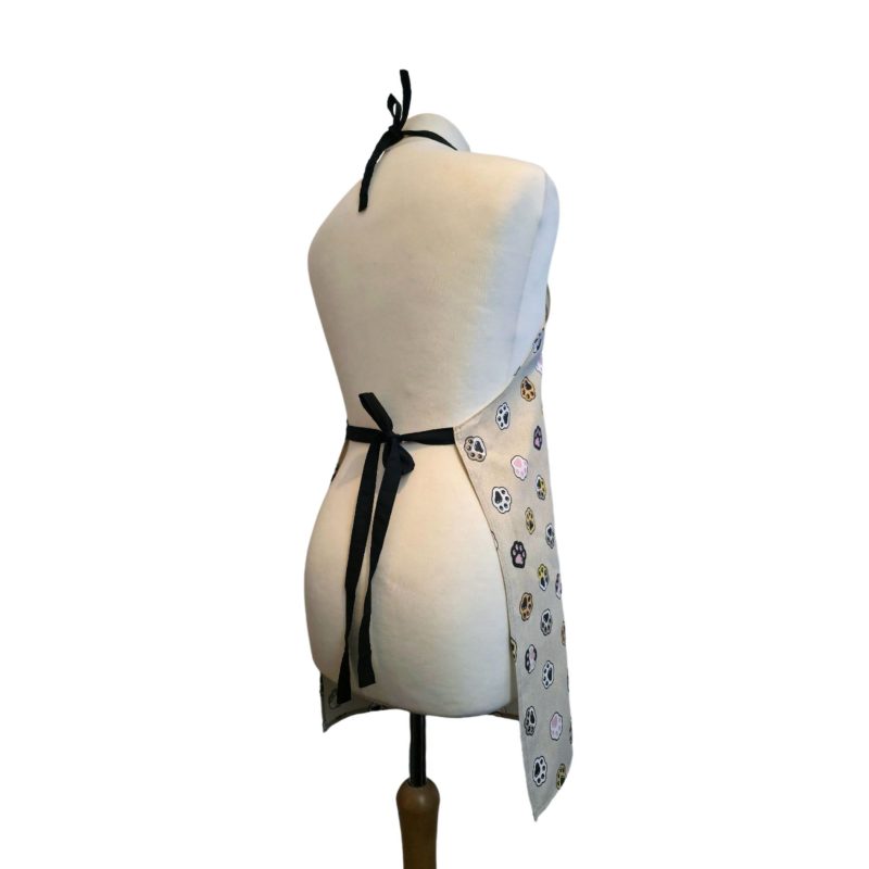 Paw print beige cotton kitchen apron